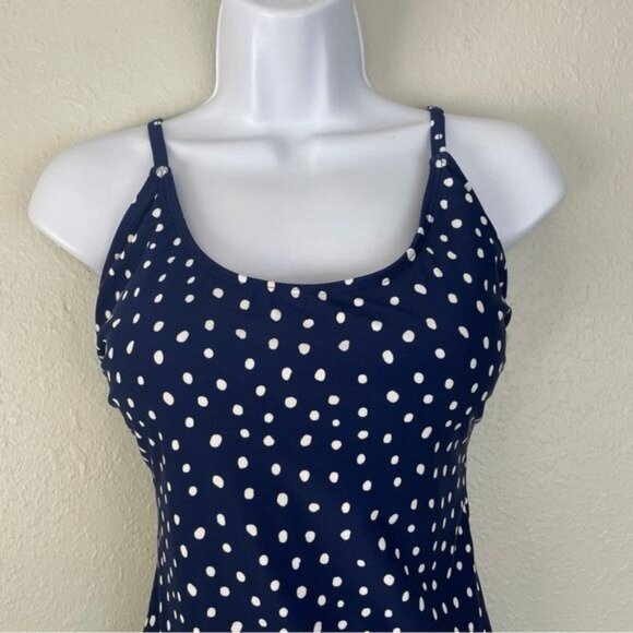 F&F navy blue white polka dot one piece swimsuit 10 - Picture 2 of 11